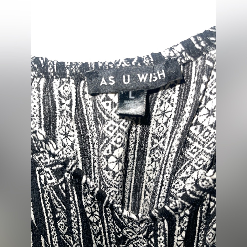 As U Wish Black and White Patterned Jumpsuit - Picture 6 of 11